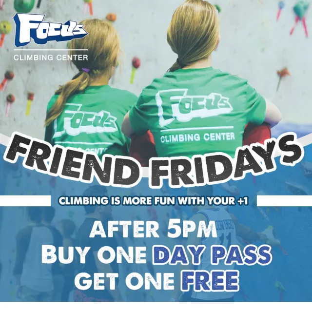 BOGO day pass after 5p every Friday.
LETS GO CLIMBING!
.
#findyourfocus
#climbhigher
#corenotcorporate 
.
#climbing #bouldering #climbingismypassion 
 #cityofmesa #cityoftempe #gymsends #boulderinggym #indoorclimbing #mesabouldering #mesaclimbing #phoenixclimbing #tempeclimbing #tempebouldering #community #climbingcommunity #climbingfamily
#qualitycontrol #corporategymssuck #corporategymsruinclimbing
#abpfsa #bpfsa #supportlocal #supportlocalgyms