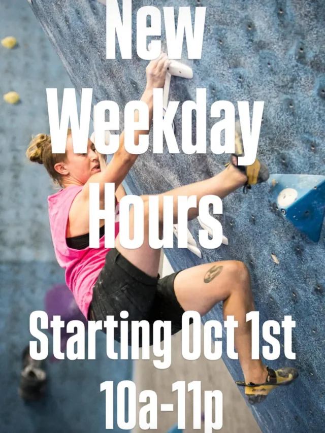 NEW HOURS ALERT!
10a - 11p weekdays.
The community has spoken- you have been heard. LFG!
.
#findyourfocus
#72degreesallthetime 
#corenotcorporate 
.
.
#climbing #bouldering #climbingismypassion 
 #cityofmesa #cityoftempe #gymsends #boulderinggym #indoorclimbing #mesabouldering #mesaclimbing #phoenixclimbing #tempeclimbing #tempebouldering #community #climbingcommunity #climbingfamily
#qualitycontrol #corporategymssuck #corporategymsruinclimbing
#abpfsa #bpfsa #supportlocal