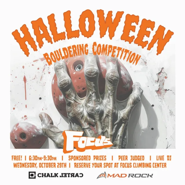 The most anticipated comp of the season is back- Halloween Bouldering Comp.
Wednesday Oct 29 630-930.
.
Details via LINKTREE in profile.
.
#findyourfocus
#72degreesallyear 
#corenotcorporate
.
.
.
#climbing #bouldering #climbingismypassion 
 #cityofmesa #cityoftempe #gymsends #boulderinggym #indoorclimbing #mesabouldering #mesaclimbing #phoenixclimbing #tempeclimbing #tempebouldering #community #climbingcommunity #climbingfamily
#qualitycontrol #corporategymssuck #corporategymsruinclimbing
#abpfsa #bpfsa #supportlocal #supportlocalgyms